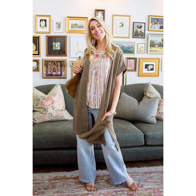 Light Breeze Short Sleeve Cardigan In Olive-Womens-Graceful & Chic Boutique, Family Clothing Store in Waxahachie, Texas