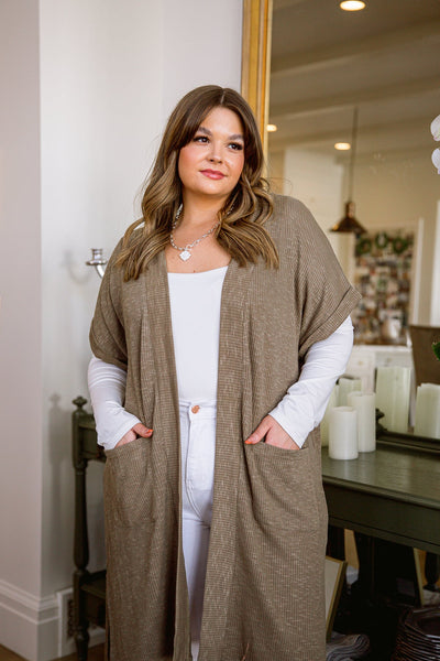 Light Breeze Short Sleeve Cardigan In Olive-Womens-Graceful & Chic Boutique, Family Clothing Store in Waxahachie, Texas