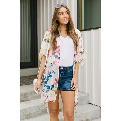 Lightweight Floral Kimono In Ivory-W Top-Graceful & Chic Boutique, Family Clothing Store in Waxahachie, Texas