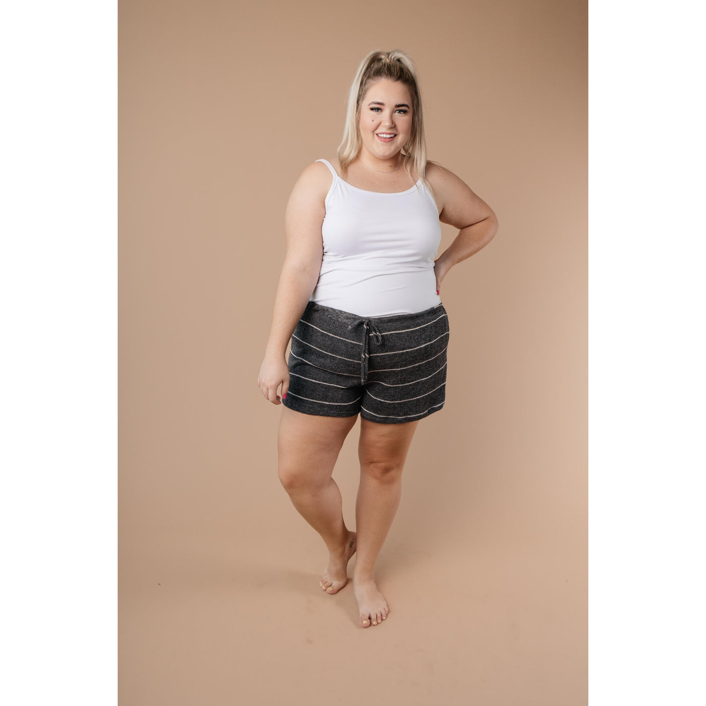 Lightweight Striped Shorts In Charcoal-W Bottom-Graceful & Chic Boutique, Family Clothing Store in Waxahachie, Texas