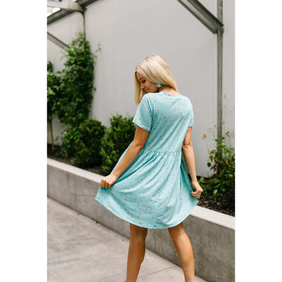 Little Sweetie Floral Dress In Aqua-W Dress-Graceful & Chic Boutique, Family Clothing Store in Waxahachie, Texas