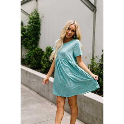 Little Sweetie Floral Dress In Aqua-W Dress-Graceful & Chic Boutique, Family Clothing Store in Waxahachie, Texas