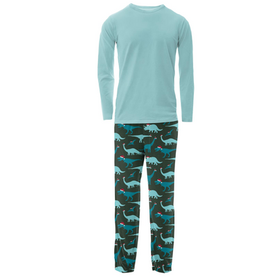 Men's Long Sleeve Pajama Set - Santa Dinos - KicKee Pants-M Pajama-Graceful & Chic Boutique, Family Clothing Store in Waxahachie, Texas