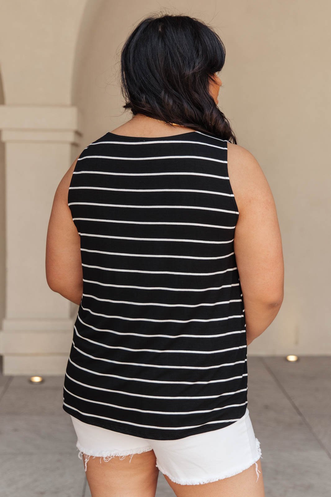 Marina Stripe Tank in Black-W Top-Graceful & Chic Boutique, Family Clothing Store in Waxahachie, Texas