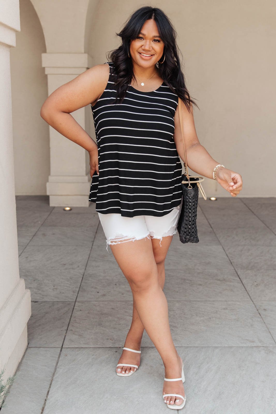 Marina Stripe Tank in Black-W Top-Graceful & Chic Boutique, Family Clothing Store in Waxahachie, Texas