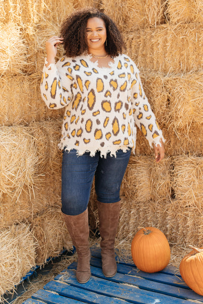 Mellow Yellow Leopard Sweater-W Top-Graceful & Chic Boutique, Family Clothing Store in Waxahachie, Texas