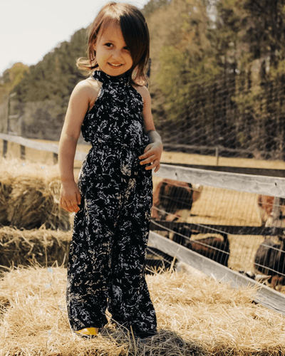 Mia Halter Neck Sleeveless Jumpsuit - Black Vine-G Romper-Graceful & Chic Boutique, Family Clothing Store in Waxahachie, Texas