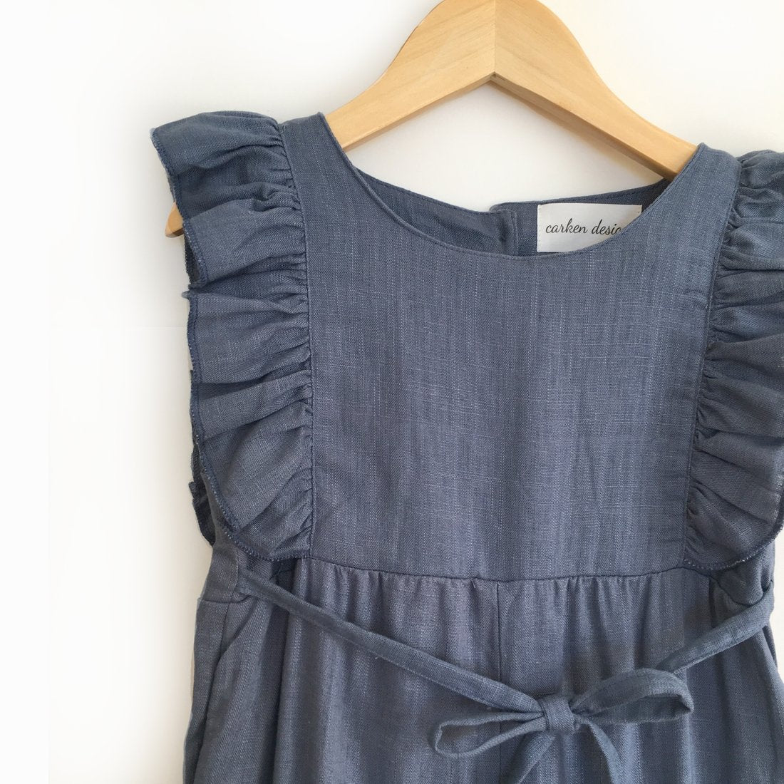 Navy Blue Linen Ruffle Romper with Pants-G Romper-Graceful & Chic Boutique, Family Clothing Store in Waxahachie, Texas