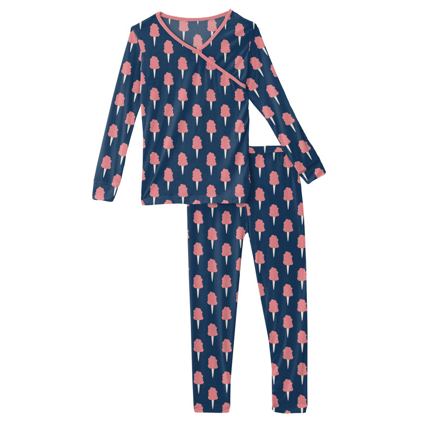 Navy Cotton Candy Long Sleeve Kimono Pajama Set - KicKee Pants-K Pajama-Graceful & Chic Boutique, Family Clothing Store in Waxahachie, Texas