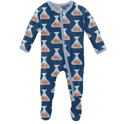 Navy Goldfish Prize Footie with Zipper - KicKee Pants-I Footie-Graceful & Chic Boutique, Family Clothing Store in Waxahachie, Texas