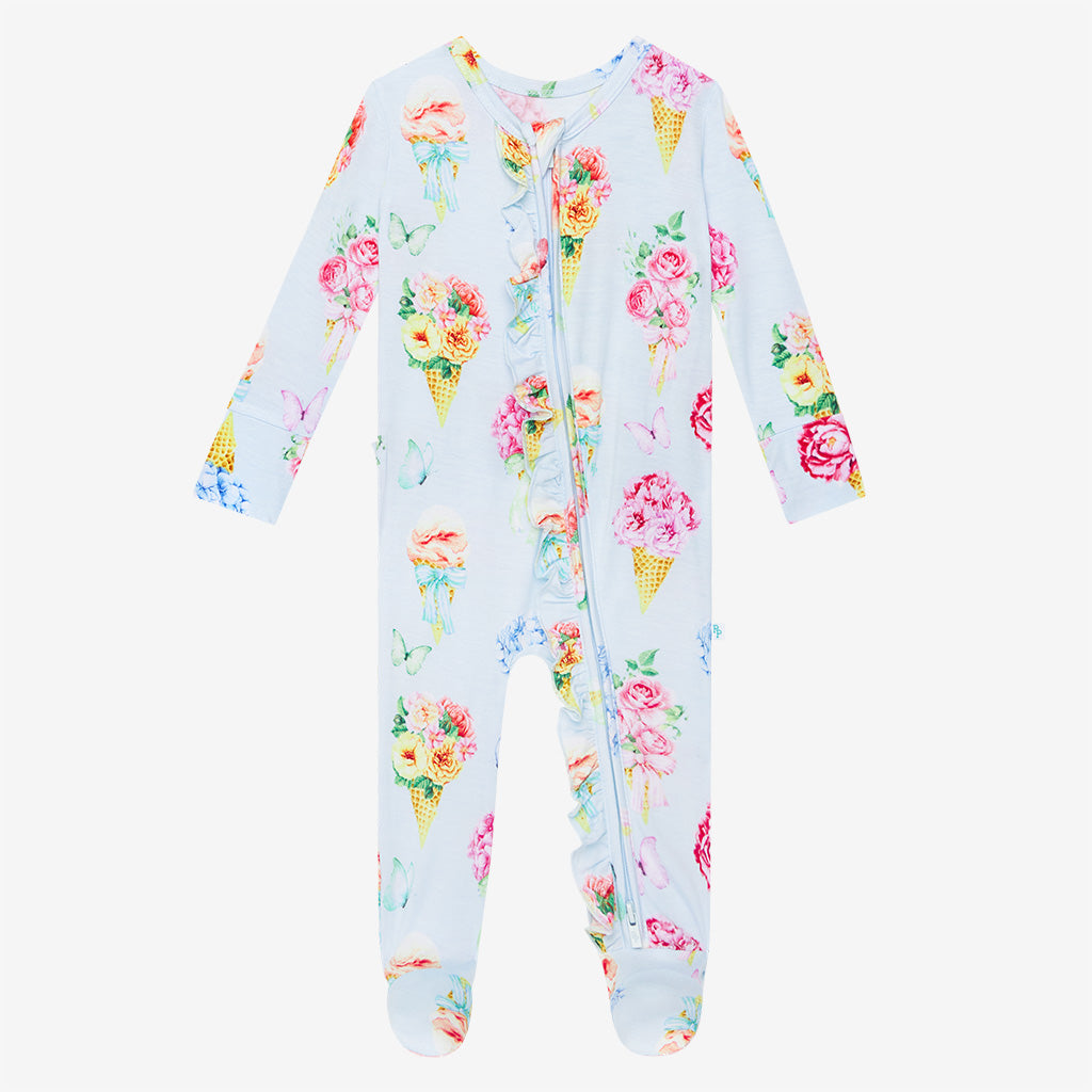 Camille Ruffled Footie Zippered One Piece - Posh Peanut | The Perfect Pair-G Footie-Graceful & Chic Boutique, Family Clothing Store in Waxahachie, Texas