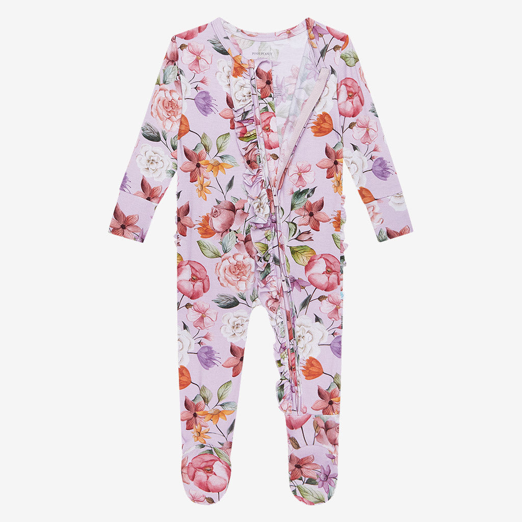 Pari Ruffled Footie Zippered One Piece - Posh Peanut-G Footie-Graceful & Chic Boutique, Family Clothing Store in Waxahachie, Texas