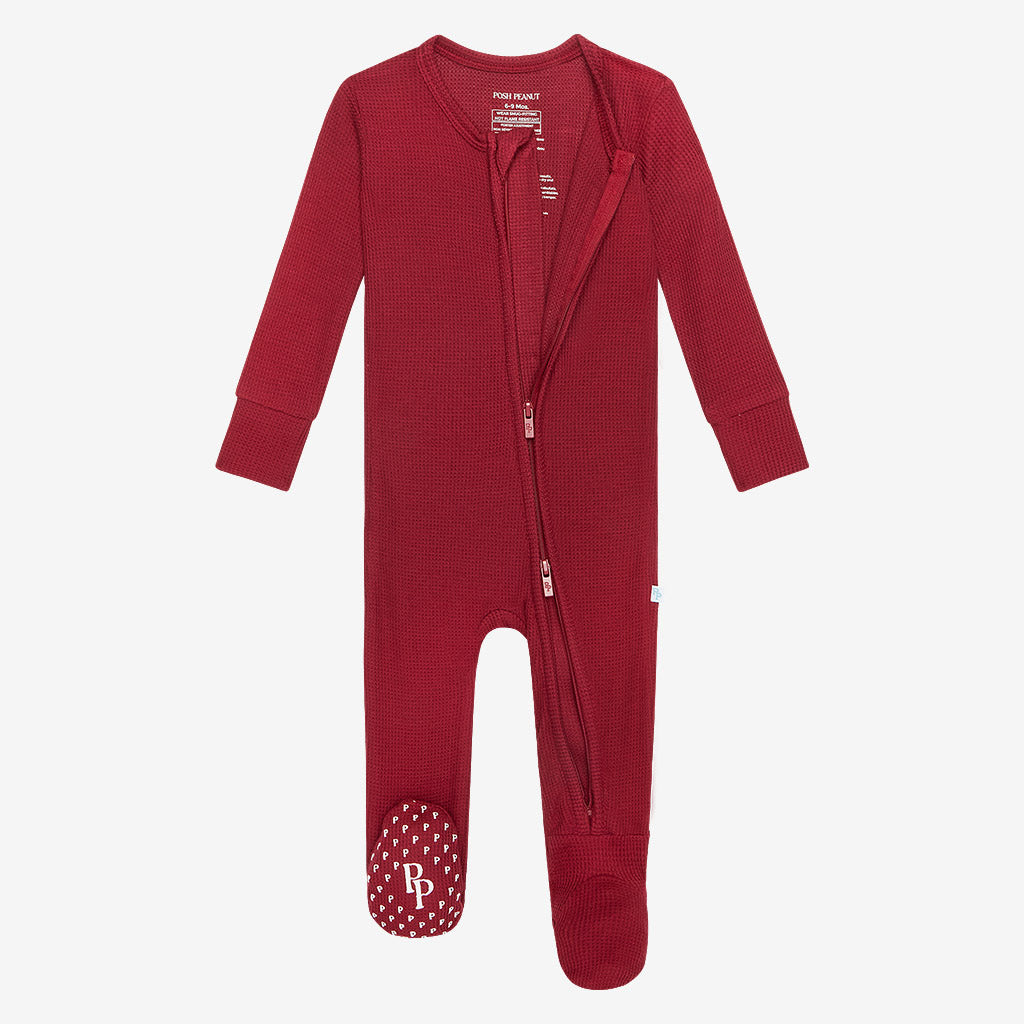 Bordeaux Footie Zippered One Piece - Posh Peanut-G Footie-Graceful & Chic Boutique, Family Clothing Store in Waxahachie, Texas