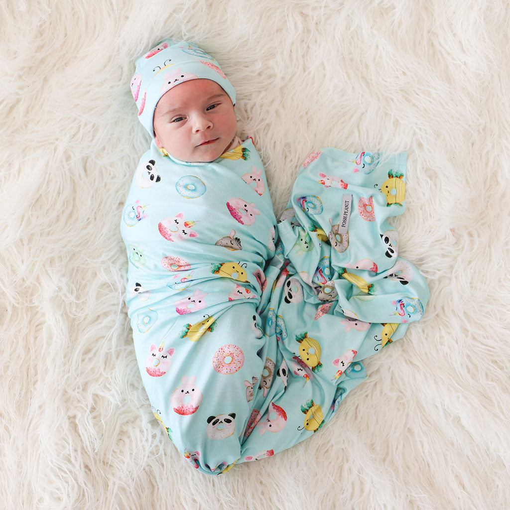 Donuts Infant Swaddle and Beanie Set - Posh Peanut | The Perfect Pair-I Essentials-Graceful & Chic Boutique, Family Clothing Store in Waxahachie, Texas