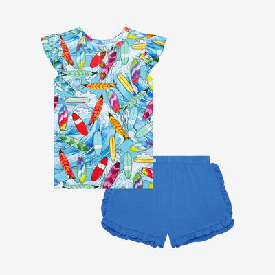 Wave Ruffled Cap Sleeve Top and Ruffled Short Set - Posh Peanut-G Set-Graceful & Chic Boutique, Family Clothing Store in Waxahachie, Texas