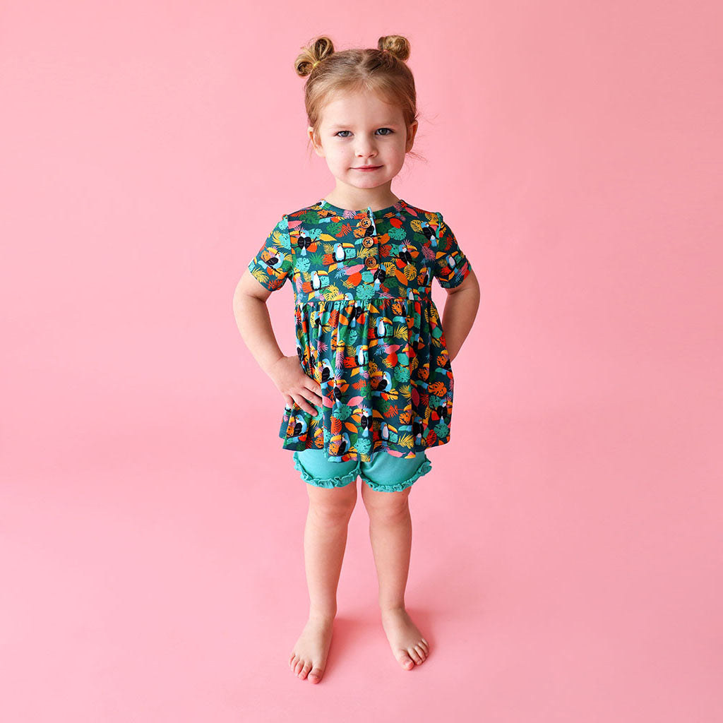 Rio Henley Short Sleeve Peplum Top & Ruffled Short Set - Posh Peanut-G Set-Graceful & Chic Boutique, Family Clothing Store in Waxahachie, Texas