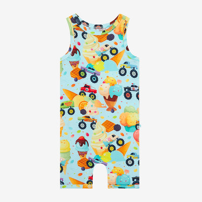 Monster Trucks Racerback Short Romper - Posh Peanut-B Romper-Graceful & Chic Boutique, Family Clothing Store in Waxahachie, Texas
