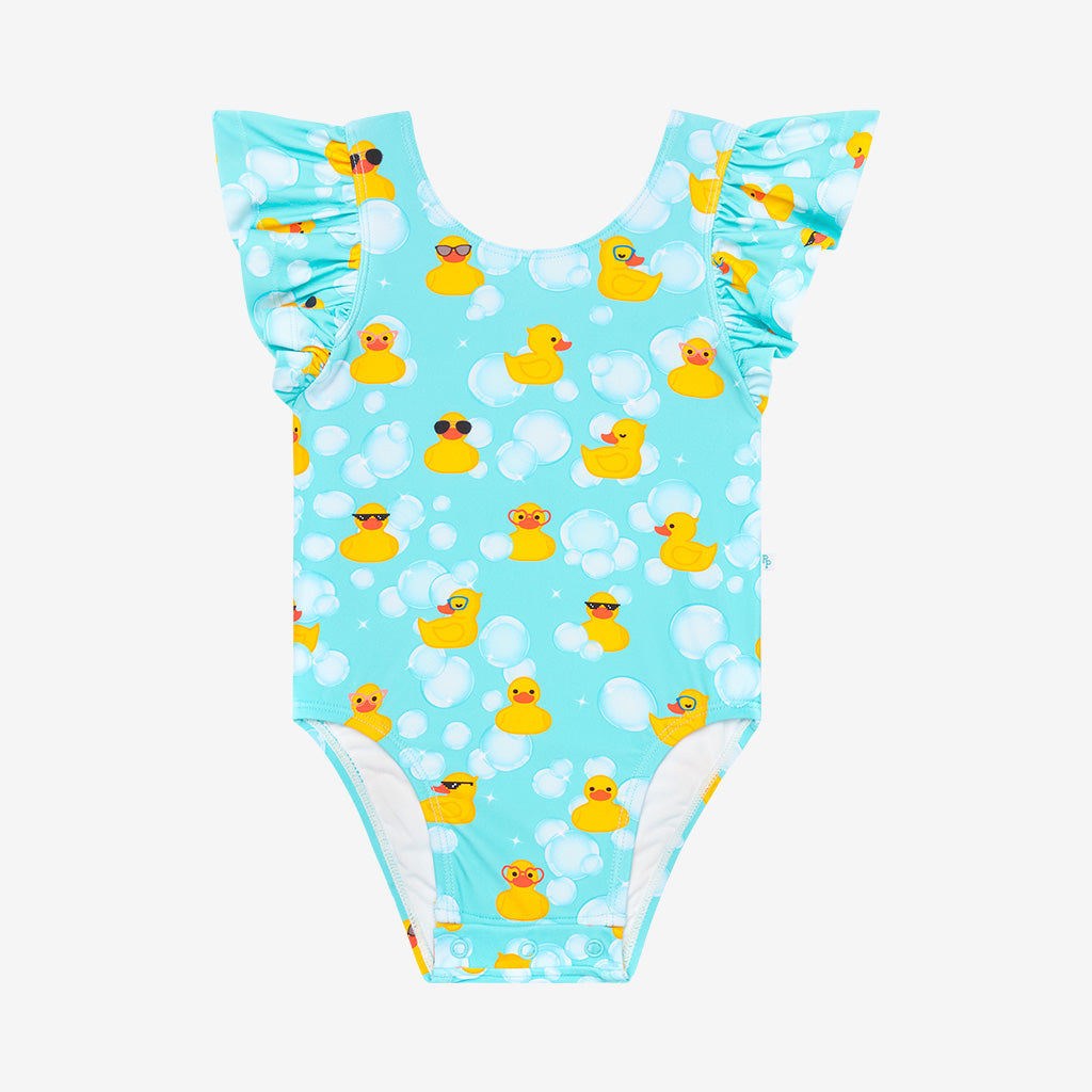 Ducky One Piece Ruffled Capsleeve Swimsuit - Posh Peanut-K Swim-Graceful & Chic Boutique, Family Clothing Store in Waxahachie, Texas