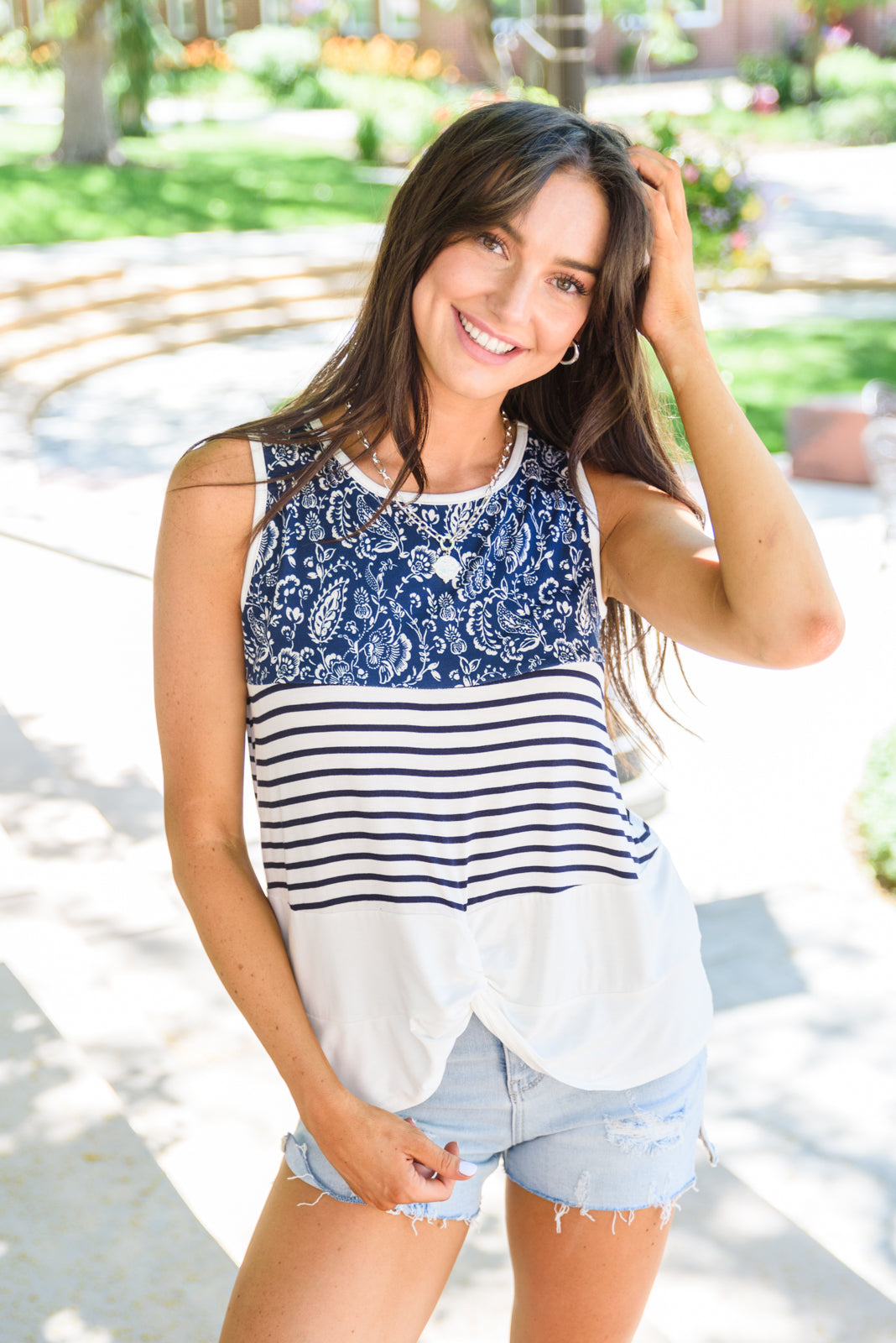 Paisley Knotted Tank-W Top-Graceful & Chic Boutique, Family Clothing Store in Waxahachie, Texas