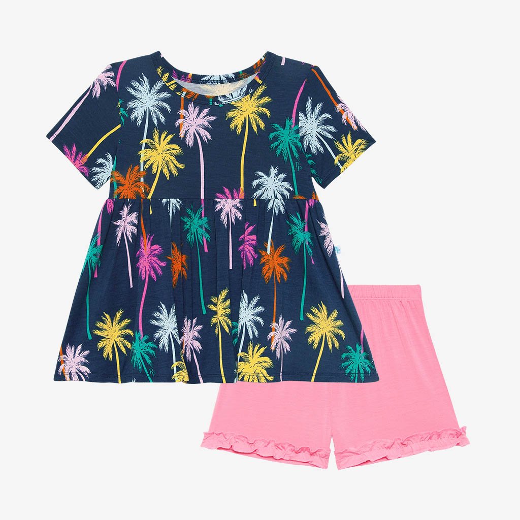 Palmer Ruffled Capsleeve Peplum Top & Ruffled Short Set - Posh Peanut-G Set-Graceful & Chic Boutique, Family Clothing Store in Waxahachie, Texas
