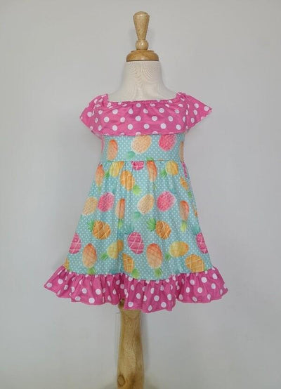 Pineapple Polka Dot Girls Dress-G Dress-Graceful & Chic Boutique, Family Clothing Store in Waxahachie, Texas