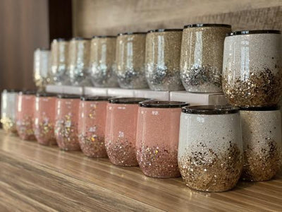Pink & Rose Gold Glitter Tumbler-H Drinkware-Graceful & Chic Boutique, Family Clothing Store in Waxahachie, Texas
