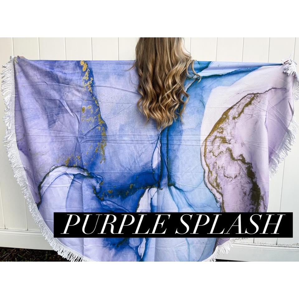 Purple Splash Beach Towel - Round-W Accessories-Graceful & Chic Boutique, Family Clothing Store in Waxahachie, Texas