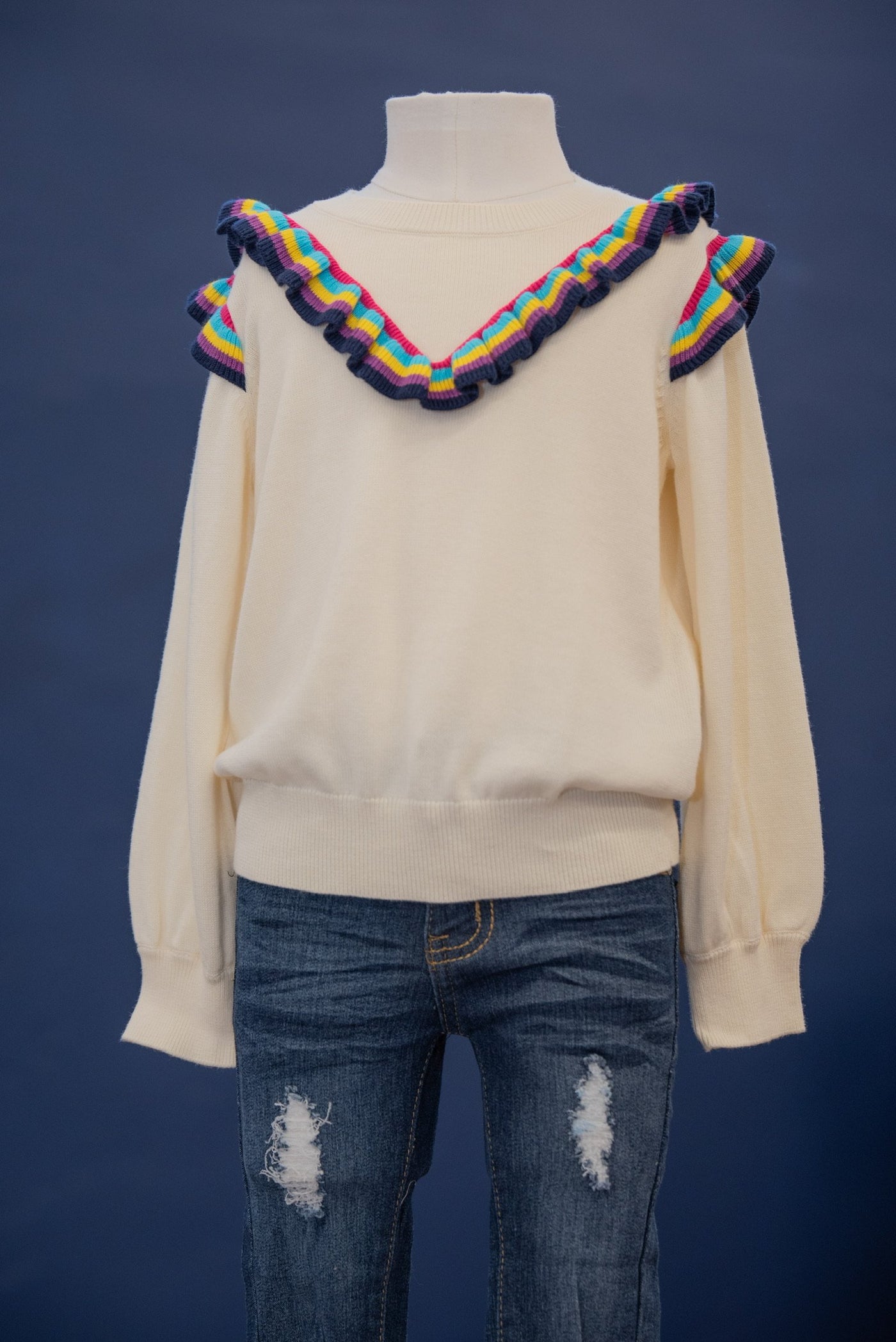 Rainbow Ruffle Sweater-G Top-Graceful & Chic Boutique, Family Clothing Store in Waxahachie, Texas