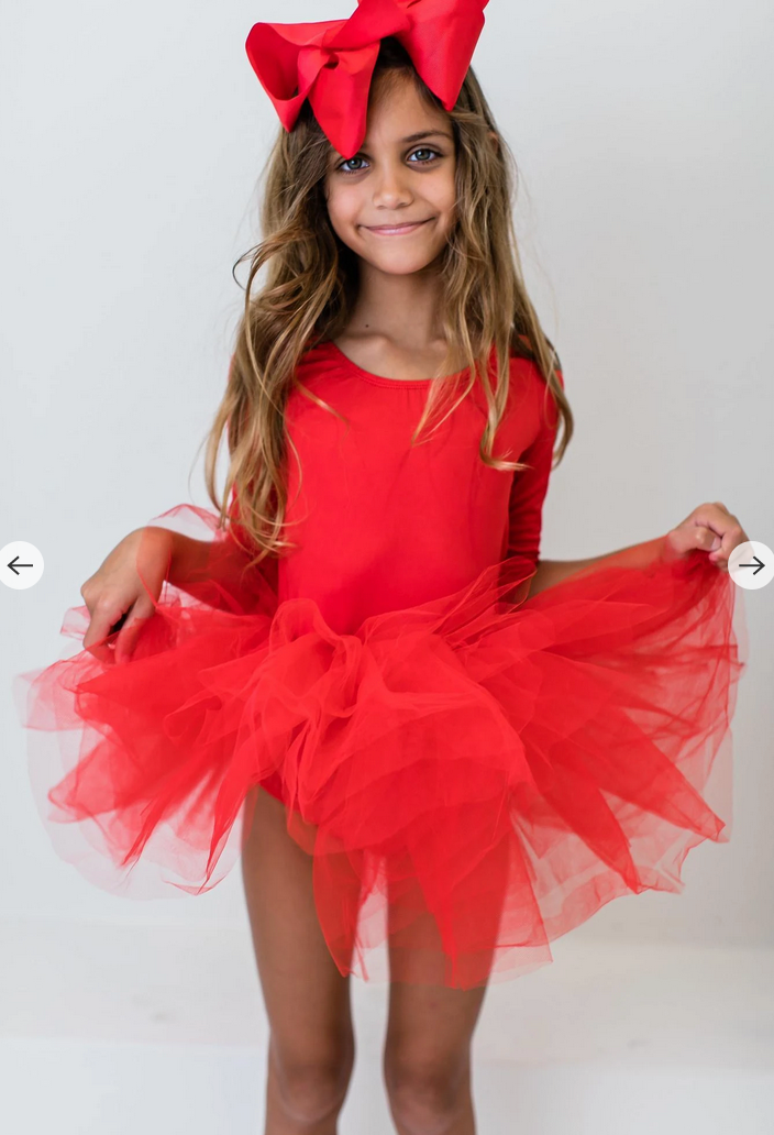 Red 3/4 Sleeve Tutu Leotard-G Dress-Graceful & Chic Boutique, Family Clothing Store in Waxahachie, Texas