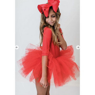 Red 3/4 Sleeve Tutu Leotard-G Dress-Graceful & Chic Boutique, Family Clothing Store in Waxahachie, Texas