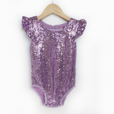 Rose Gold Sequin Flutter Sleeve Leotard-G Top-Graceful & Chic Boutique, Family Clothing Store in Waxahachie, Texas