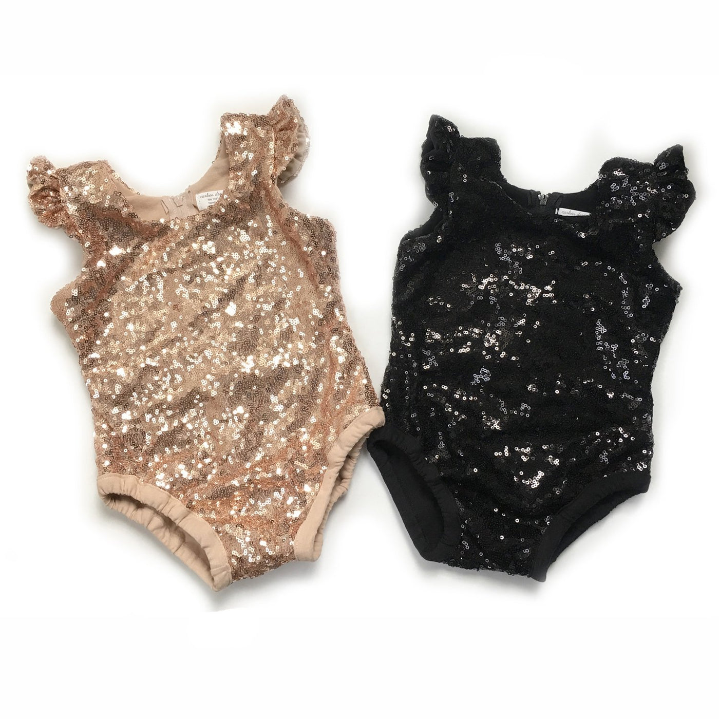 Rose Gold Sequin Flutter Sleeve Leotard-G Top-Graceful & Chic Boutique, Family Clothing Store in Waxahachie, Texas