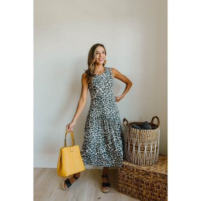 Sage Cheetah Dress-W Dress-Graceful & Chic Boutique, Family Clothing Store in Waxahachie, Texas