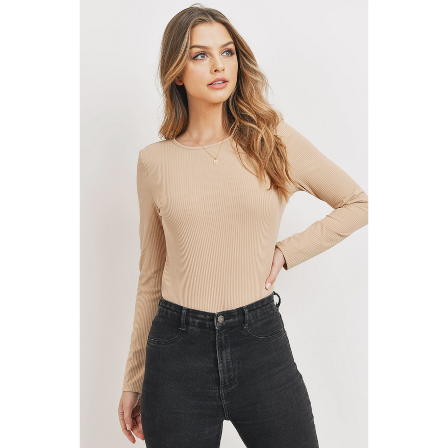 The Morgan Bodysuit with Shoulderpads in Taupe | The Perfect Pair-W Top-Graceful & Chic Boutique, Family Clothing Store in Waxahachie, Texas