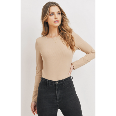 The Morgan Bodysuit with Shoulderpads in Taupe | The Perfect Pair-W Top-Graceful & Chic Boutique, Family Clothing Store in Waxahachie, Texas