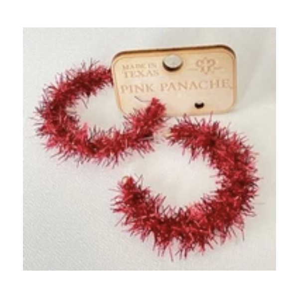 Red Tinsel Earrings-Graceful & Chic Boutique, Family Clothing Store in Waxahachie, Texas