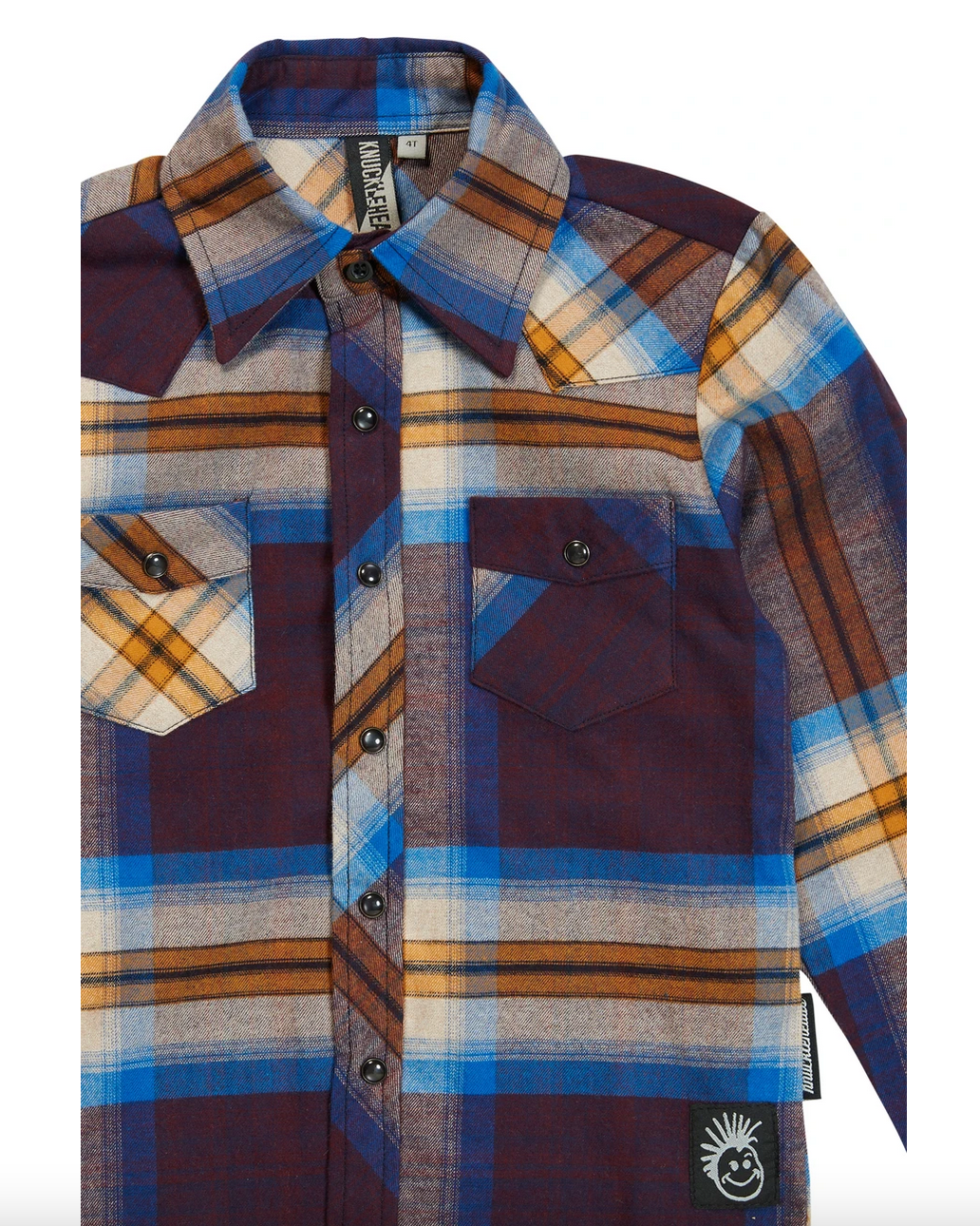 Burgundy & Blue Knuckleheads Long Sleeve Plaid Rockabilly Shirt | The Perfect Pair-B Top-Graceful & Chic Boutique, Family Clothing Store in Waxahachie, Texas