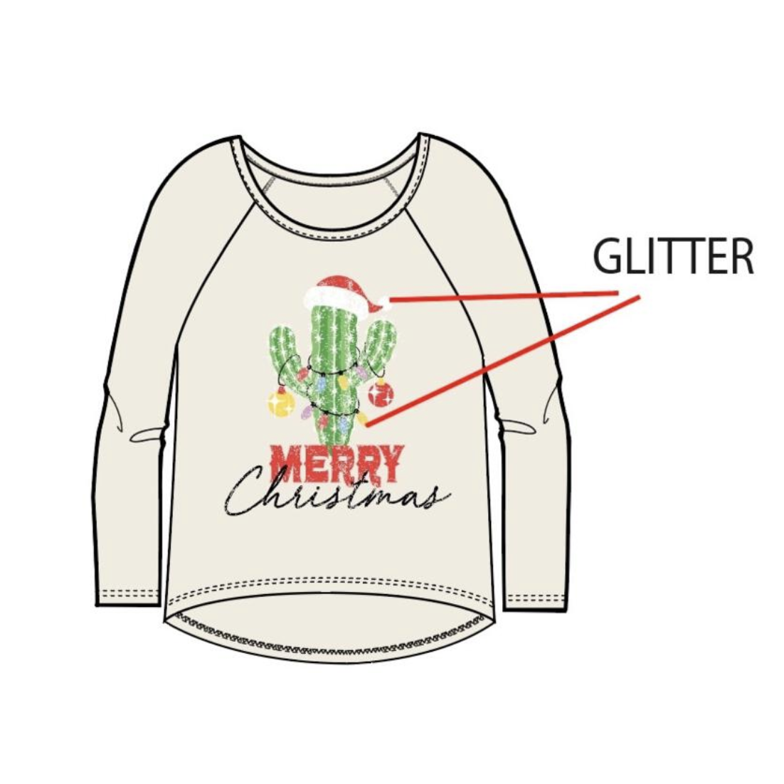 Merry Christmas Cactus Top | The Perfect Pair-G Top-Graceful & Chic Boutique, Family Clothing Store in Waxahachie, Texas