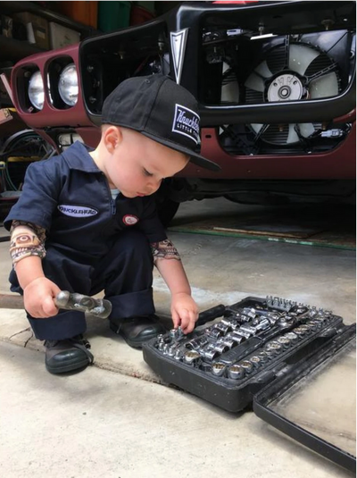 Knuckleheads Boys/ Girls Navy Grease Monkey Coverall | The Perfect Pair-B Romper-Graceful & Chic Boutique, Family Clothing Store in Waxahachie, Texas