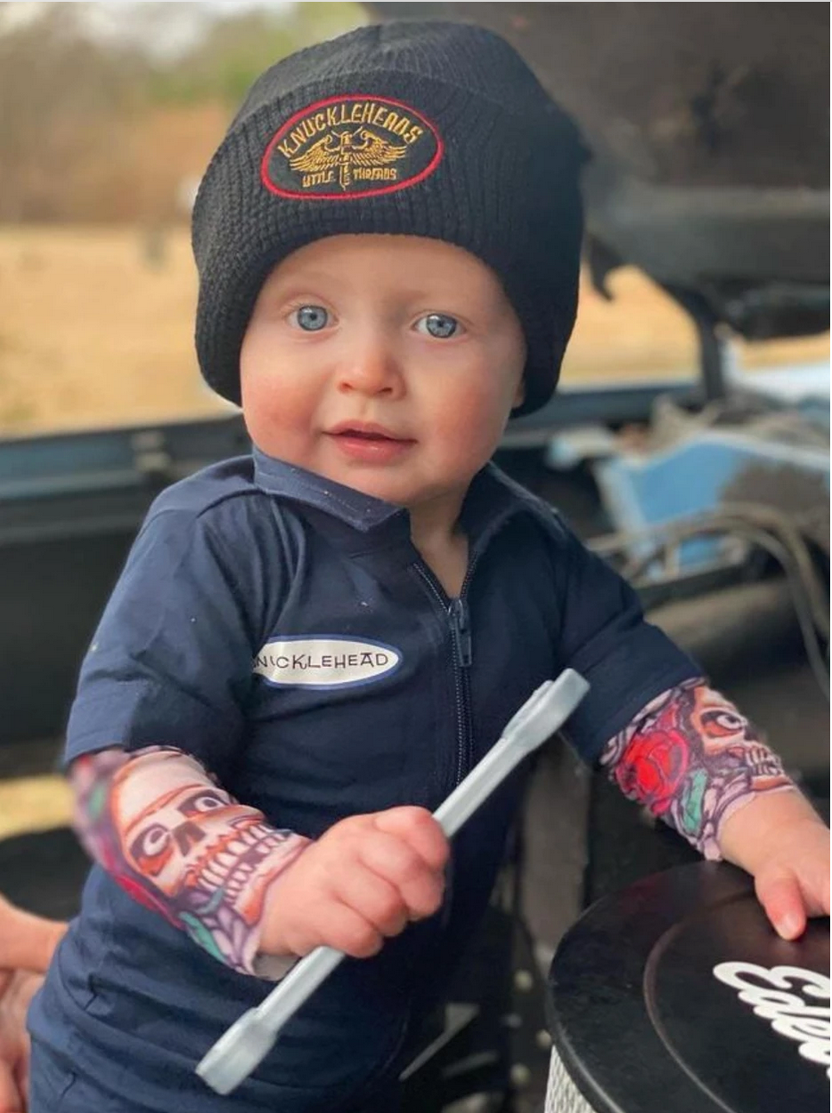 Knuckleheads Boys/ Girls Navy Grease Monkey Coverall | The Perfect Pair-B Romper-Graceful & Chic Boutique, Family Clothing Store in Waxahachie, Texas