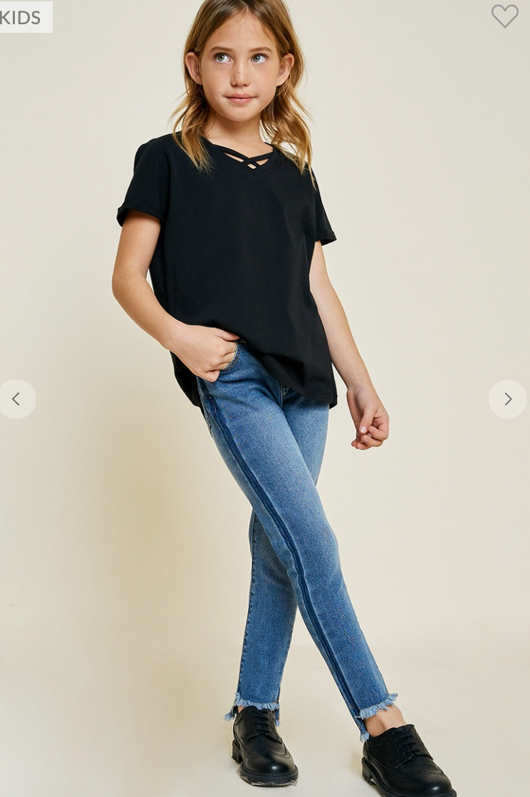 Shannon V-Neck Criss Cross Tee in Black | The Perfect Pair-G Top-Graceful & Chic Boutique, Family Clothing Store in Waxahachie, Texas