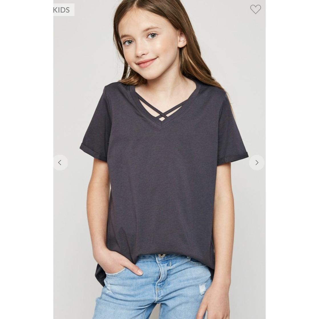Shannon V-Neck Criss Cross Tee in Charcoal | The Perfect Pair-G Top-Graceful & Chic Boutique, Family Clothing Store in Waxahachie, Texas