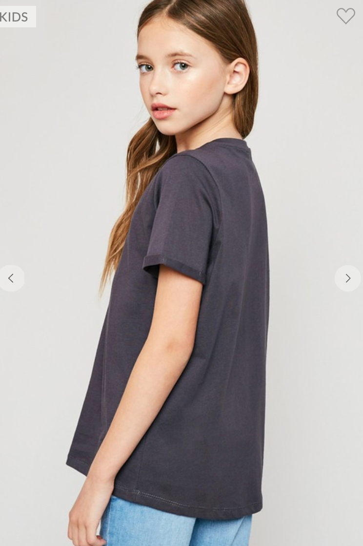 Shannon V-Neck Criss Cross Tee in Charcoal | The Perfect Pair-G Top-Graceful & Chic Boutique, Family Clothing Store in Waxahachie, Texas