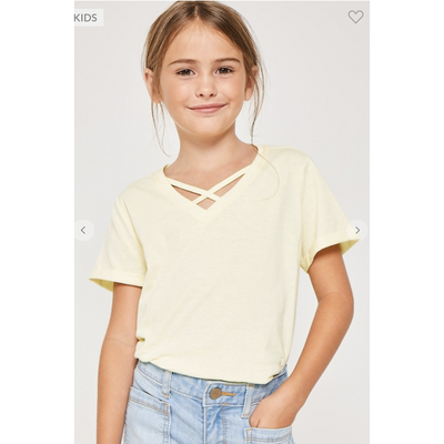 Shannon V-Neck Criss Cross Tee in Off White | The Perfect Pair-G Top-Graceful & Chic Boutique, Family Clothing Store in Waxahachie, Texas
