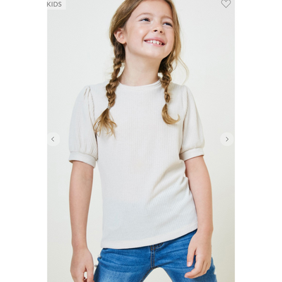 Raychel Ribbed Puff Sleeve Tee | The Perfect Pair-G Top-Graceful & Chic Boutique, Family Clothing Store in Waxahachie, Texas