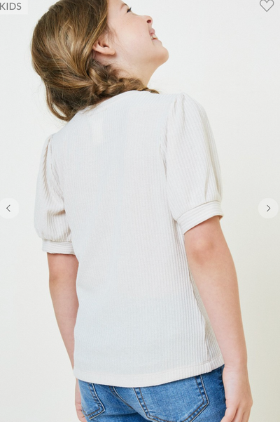 Raychel Ribbed Puff Sleeve Tee | The Perfect Pair-G Top-Graceful & Chic Boutique, Family Clothing Store in Waxahachie, Texas