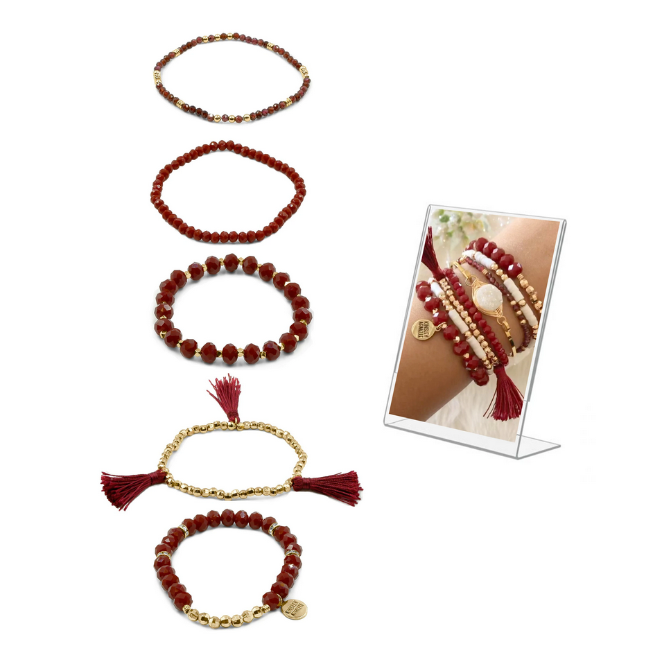 Stacked Collection - Maroon Bracelet Set-W Jewelry-Graceful & Chic Boutique, Family Clothing Store in Waxahachie, Texas