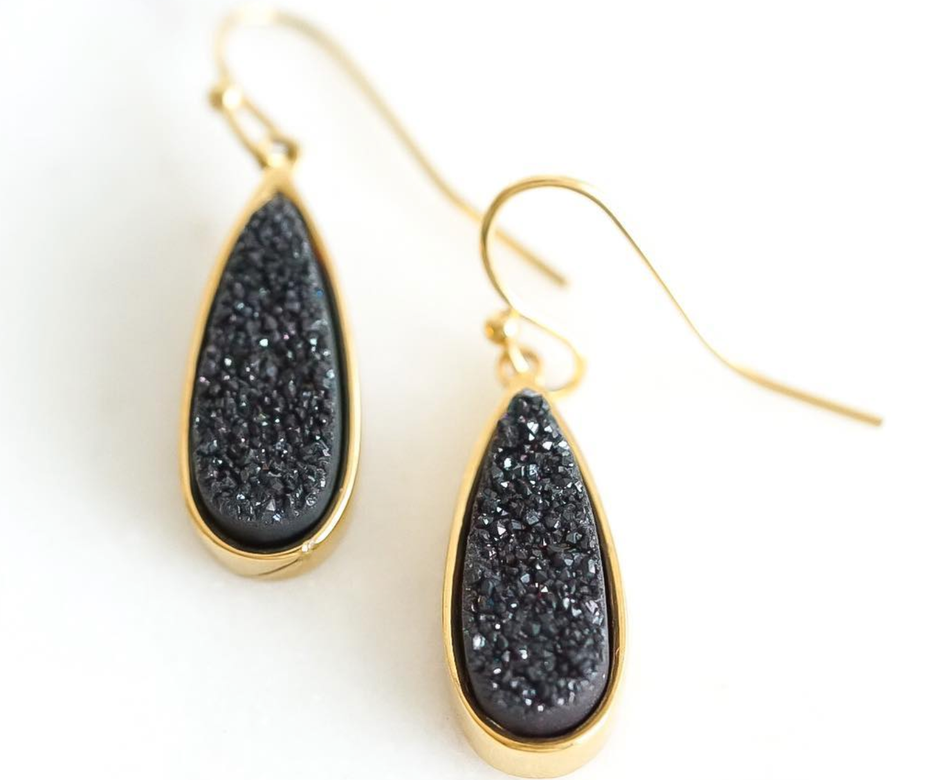 Druzy Collection - Raven Petite Quartz Drop Earrings in Gold| The Perfect Pair-W Jewelry-Graceful & Chic Boutique, Family Clothing Store in Waxahachie, Texas