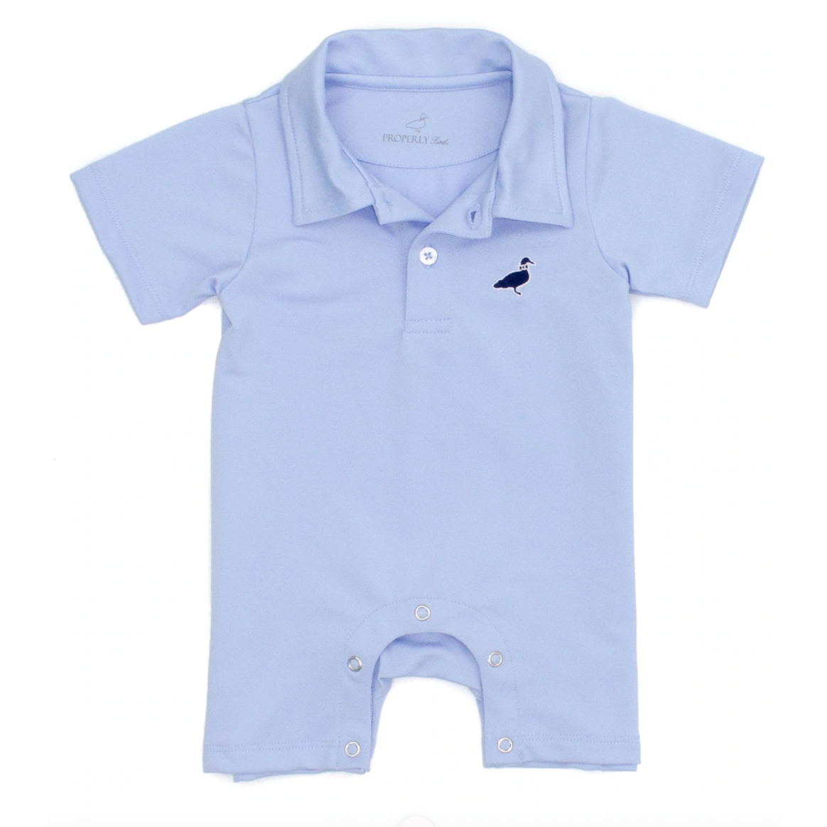 LD Baby Canal Polo Shortall in Light Blue - Properly Tied-B Romper-Graceful & Chic Boutique, Family Clothing Store in Waxahachie, Texas