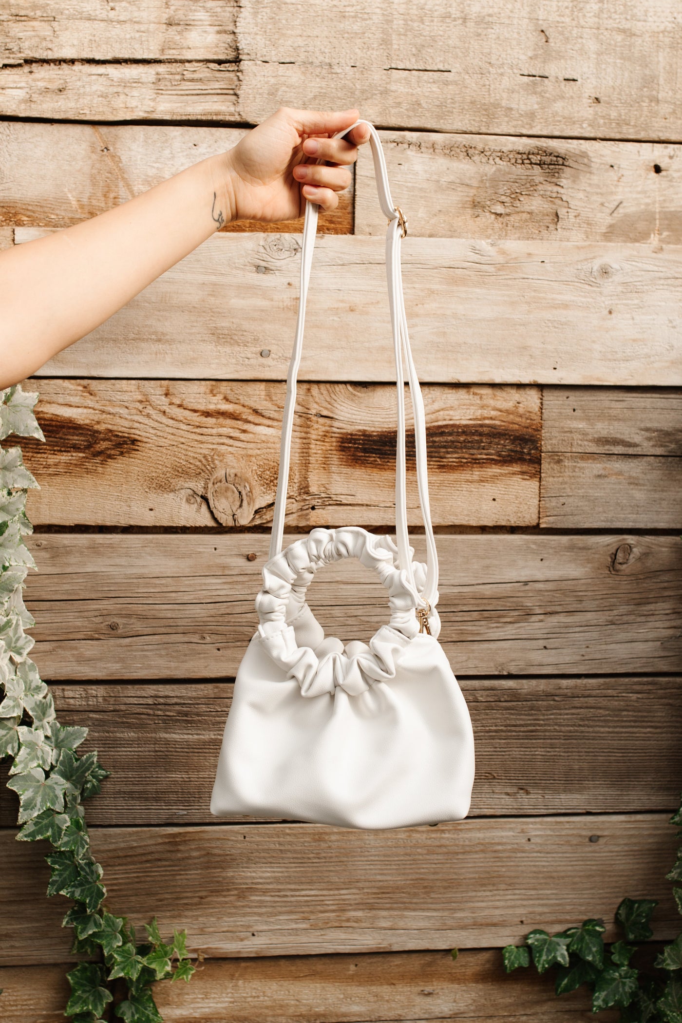 Serena Scrunchie Bag in White-Womens-Graceful & Chic Boutique, Family Clothing Store in Waxahachie, Texas